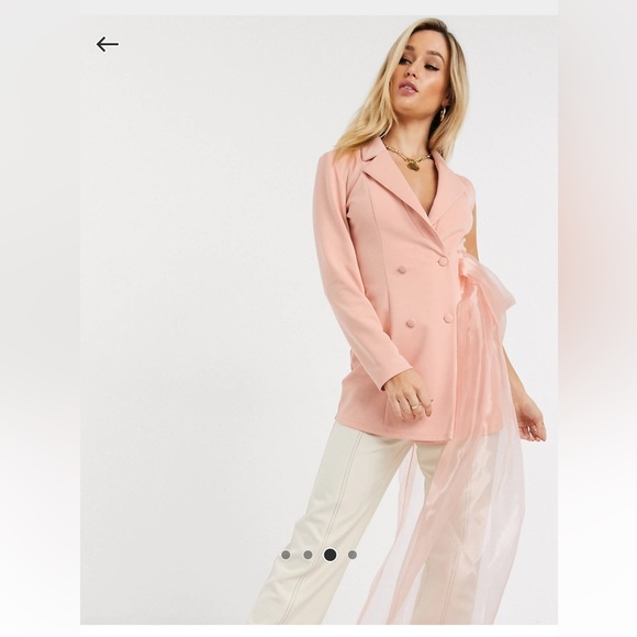 Asos asymmetrical blazer with organza train size 14 Valentine’s Day date look - Picture 3 of 5